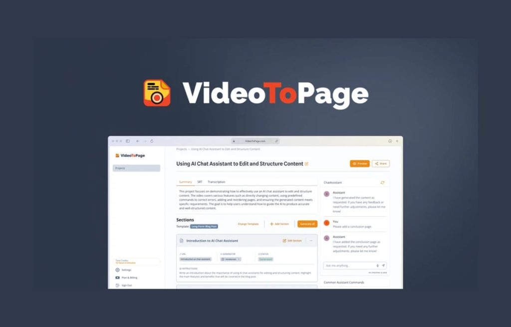 A comprehensive review of video to page